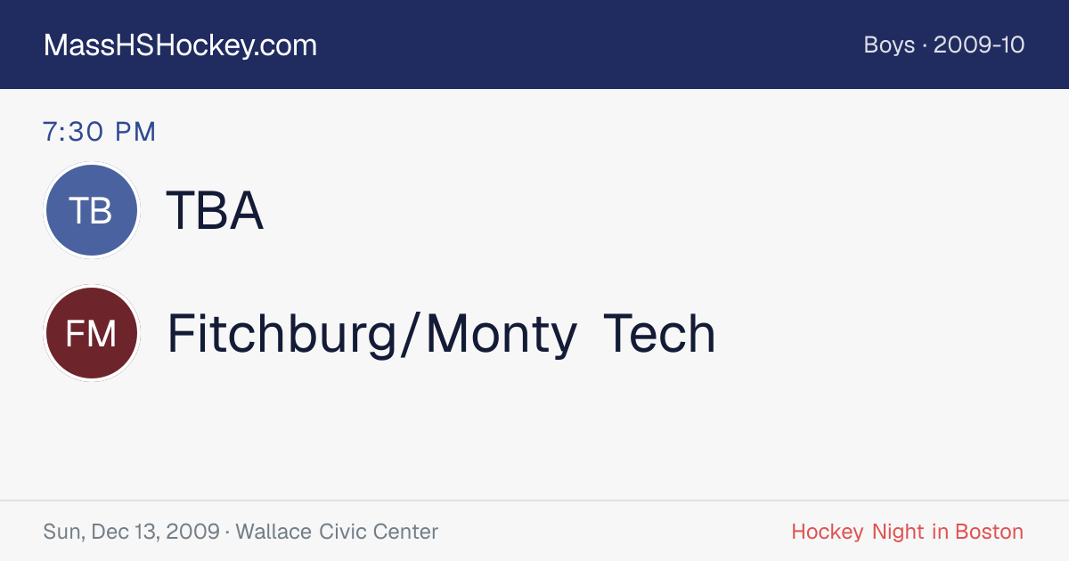 TBA at Fitchburg/Monty Tech score card