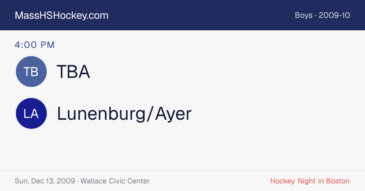 TBA at Lunenburg/Ayer score card