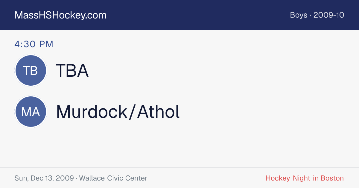 TBA at Murdock/Athol score card