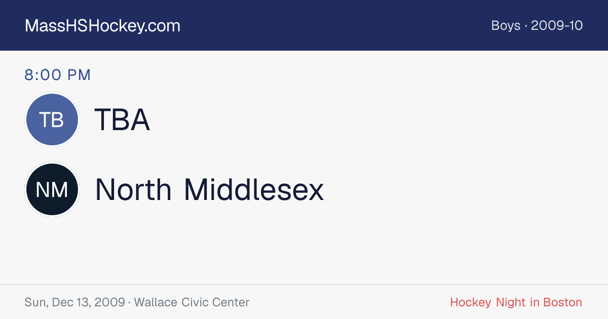 TBA at North Middlesex score card