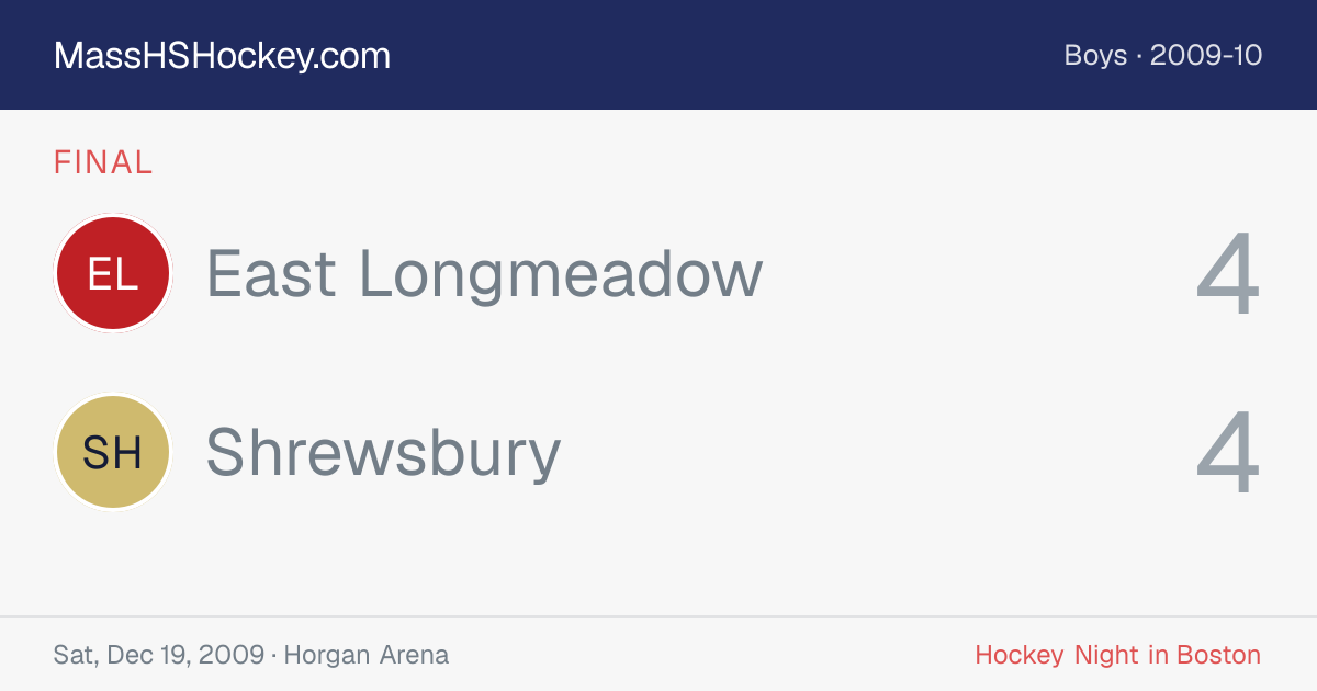 East Longmeadow at Shrewsbury score card