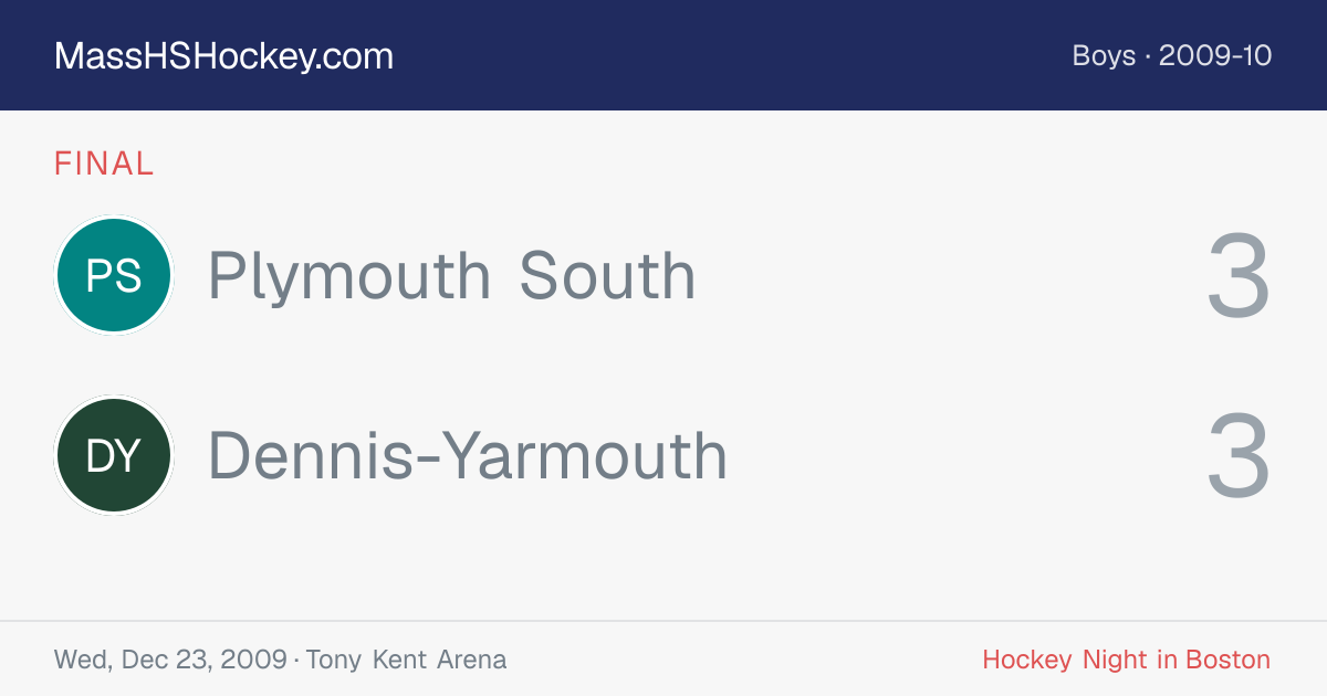 Plymouth South at Dennis-Yarmouth score card