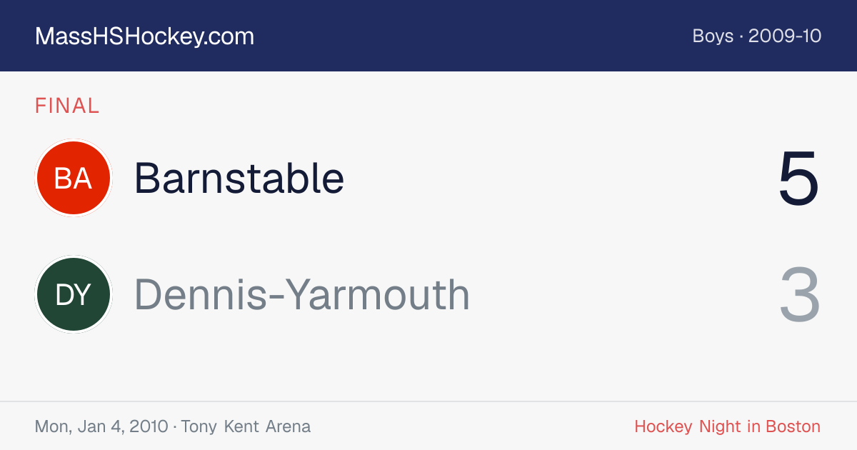 Barnstable at Dennis-Yarmouth score card