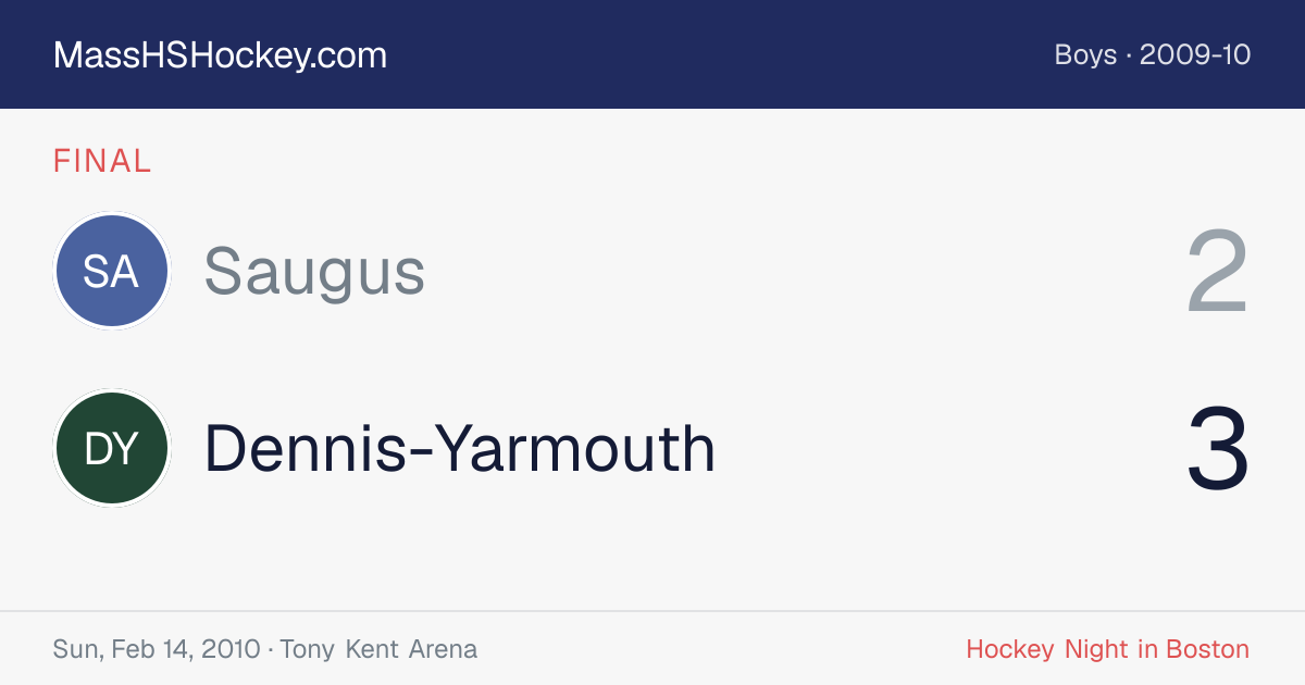 Saugus at Dennis-Yarmouth score card