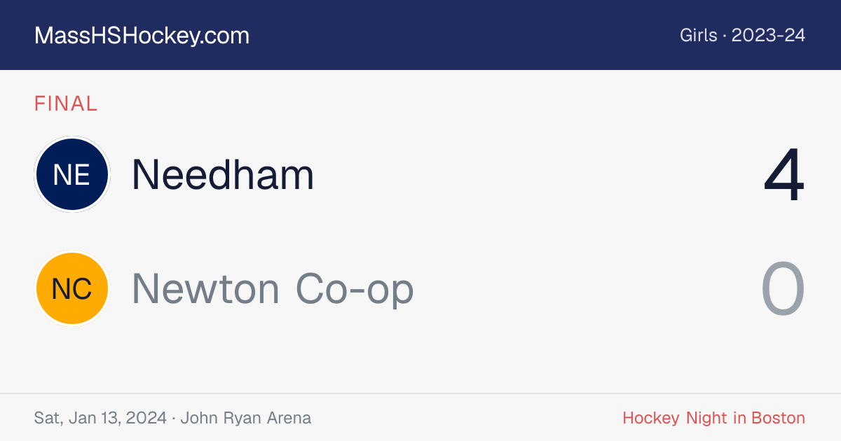 Needham at Newton Co-op score card