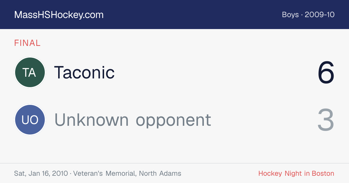 Taconic at Unknown opponent score card