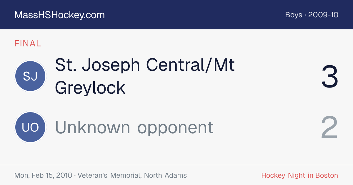 St. Joseph Central/Mt Greylock at Unknown opponent score card