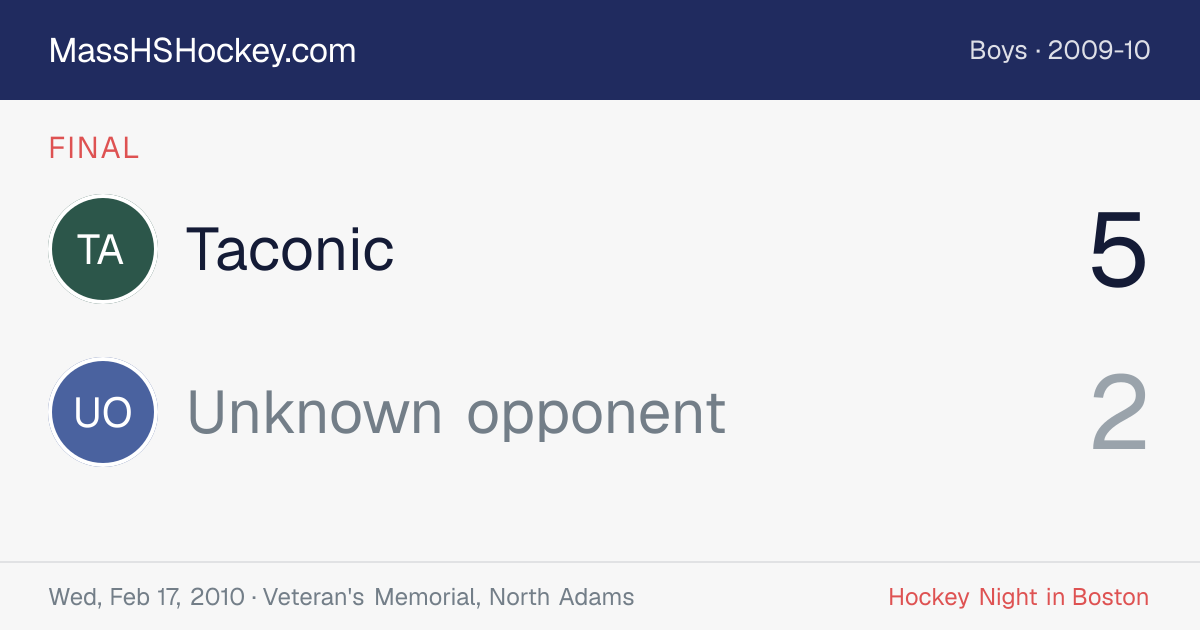 Taconic at Unknown opponent score card