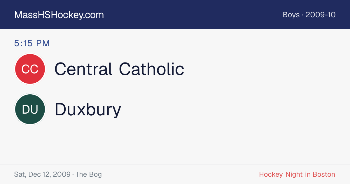 Central Catholic at Duxbury score card