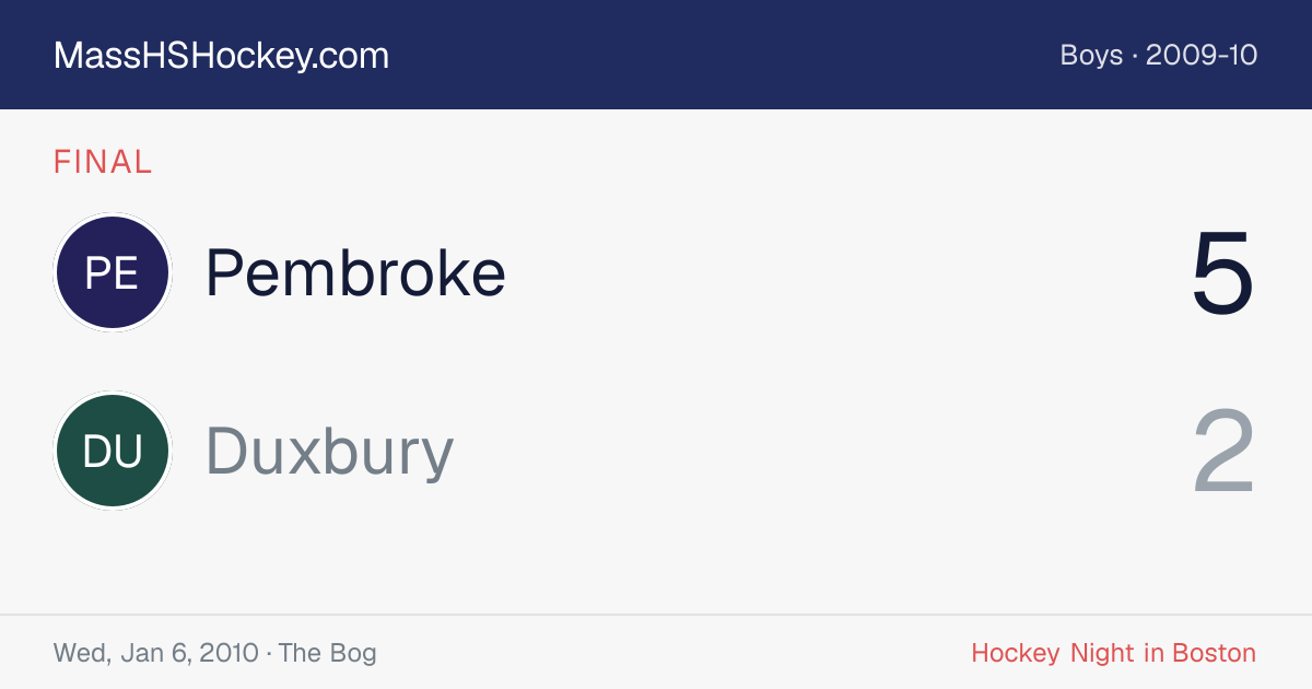 Pembroke at Duxbury score card
