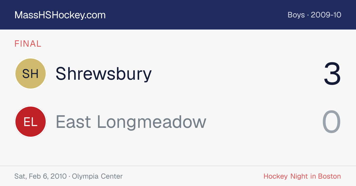Shrewsbury at East Longmeadow score card