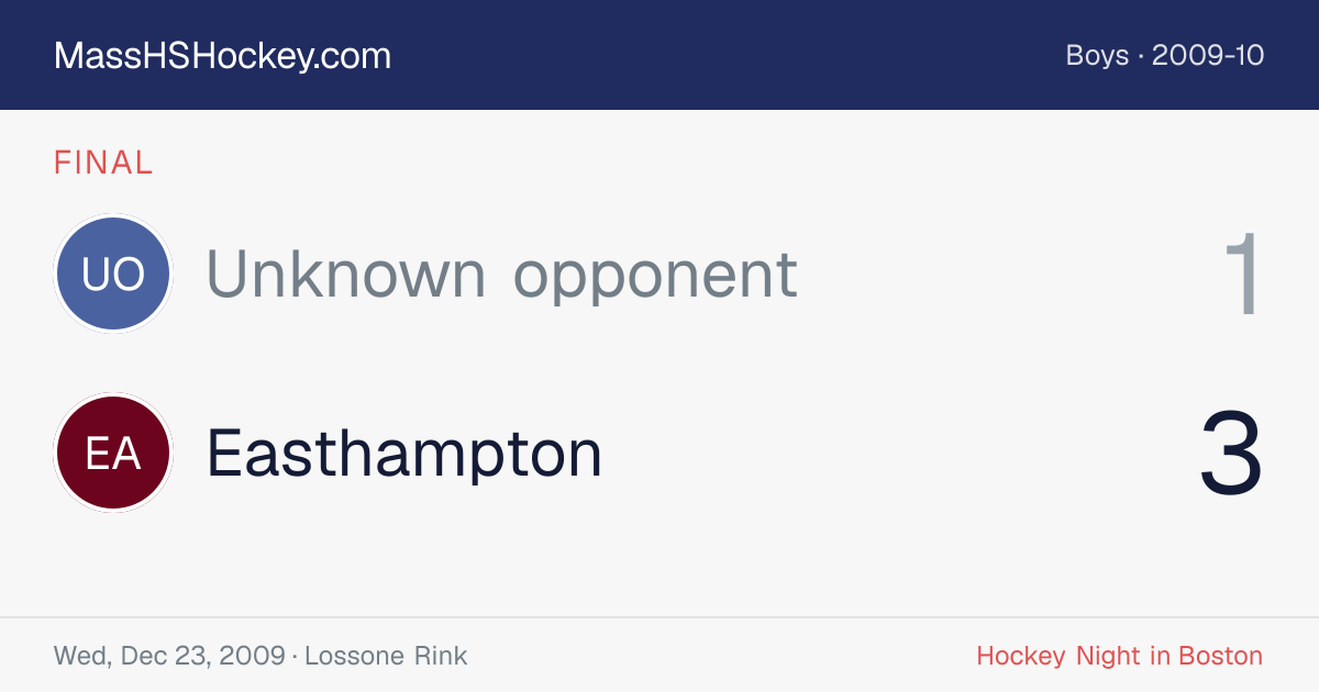 Unknown opponent at Easthampton score card