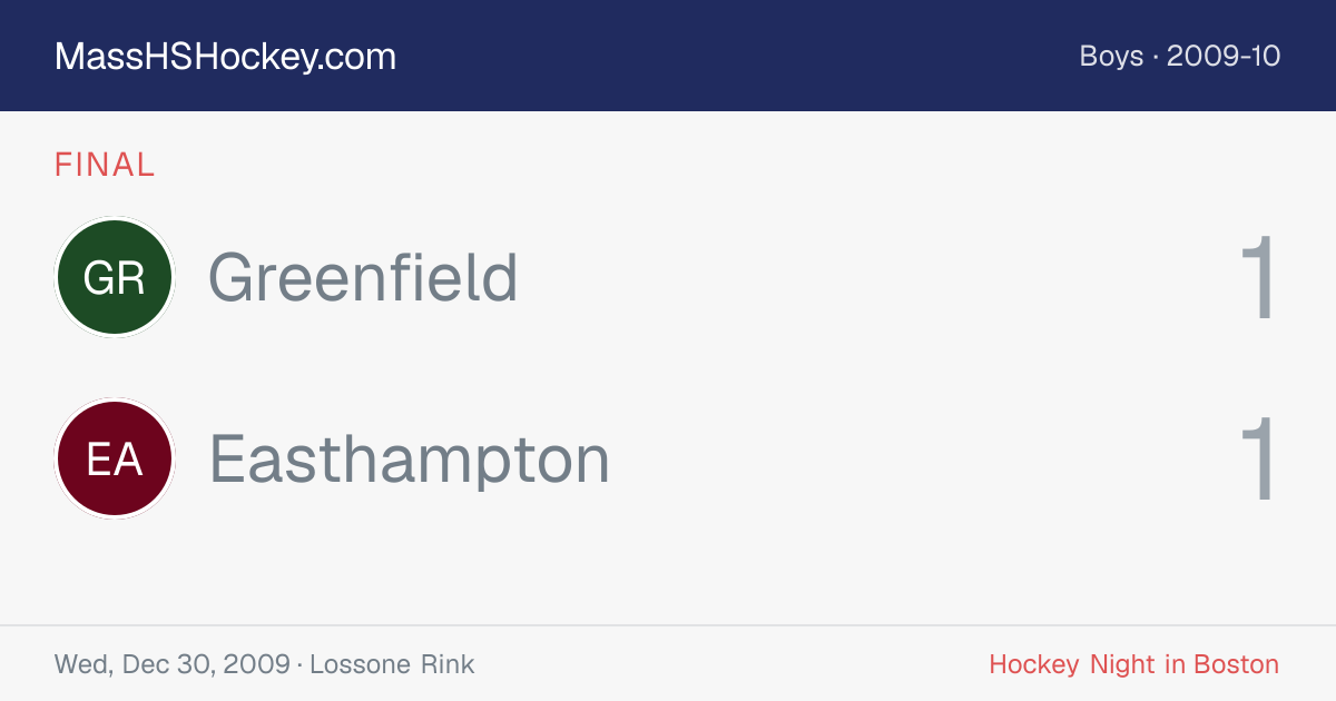 Greenfield at Easthampton score card