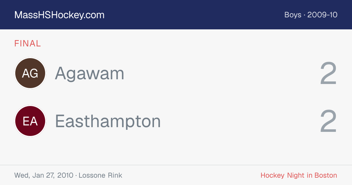 Agawam at Easthampton score card