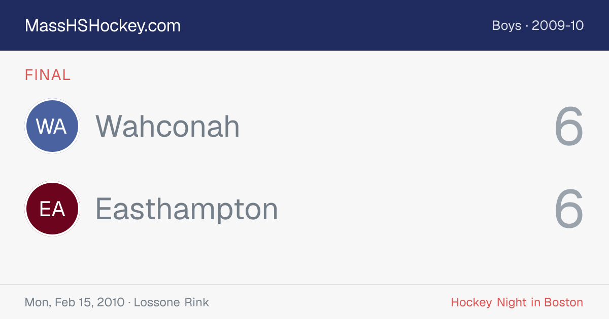 Wahconah at Easthampton score card