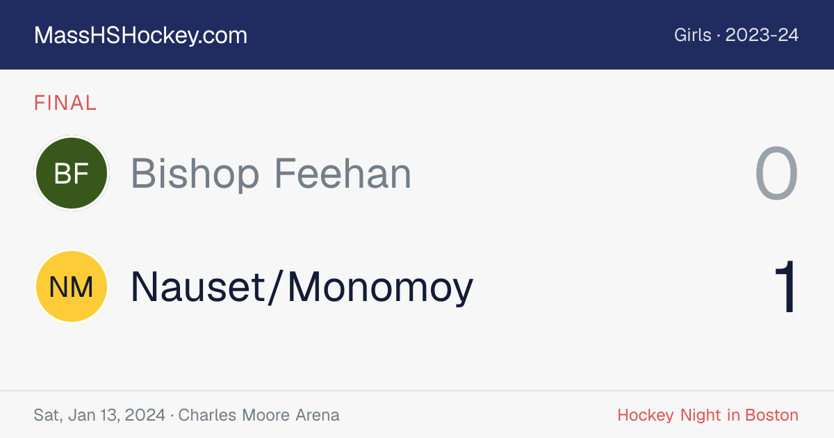 Bishop Feehan at Nauset/Monomoy score card