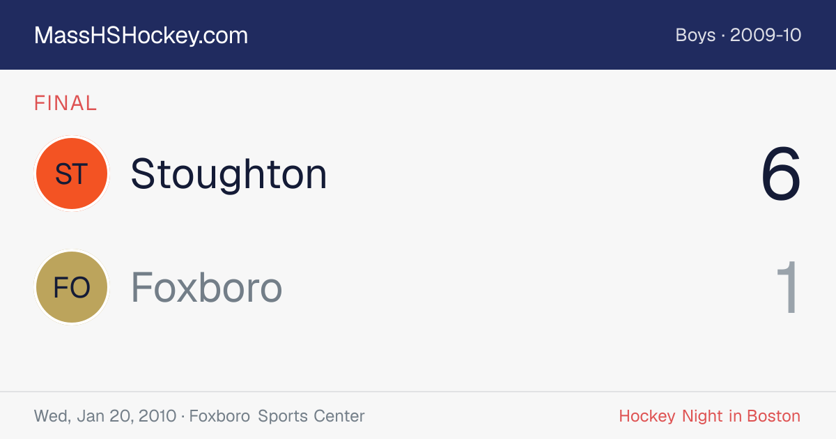 Stoughton at Foxboro score card