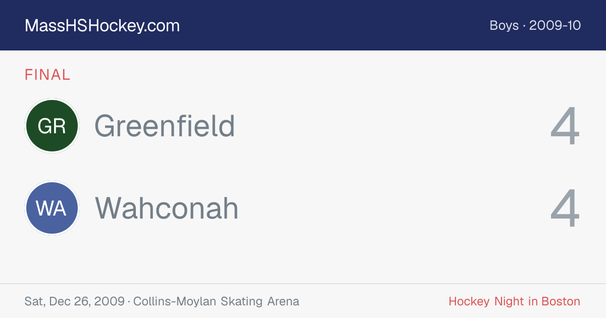 Greenfield at Wahconah score card