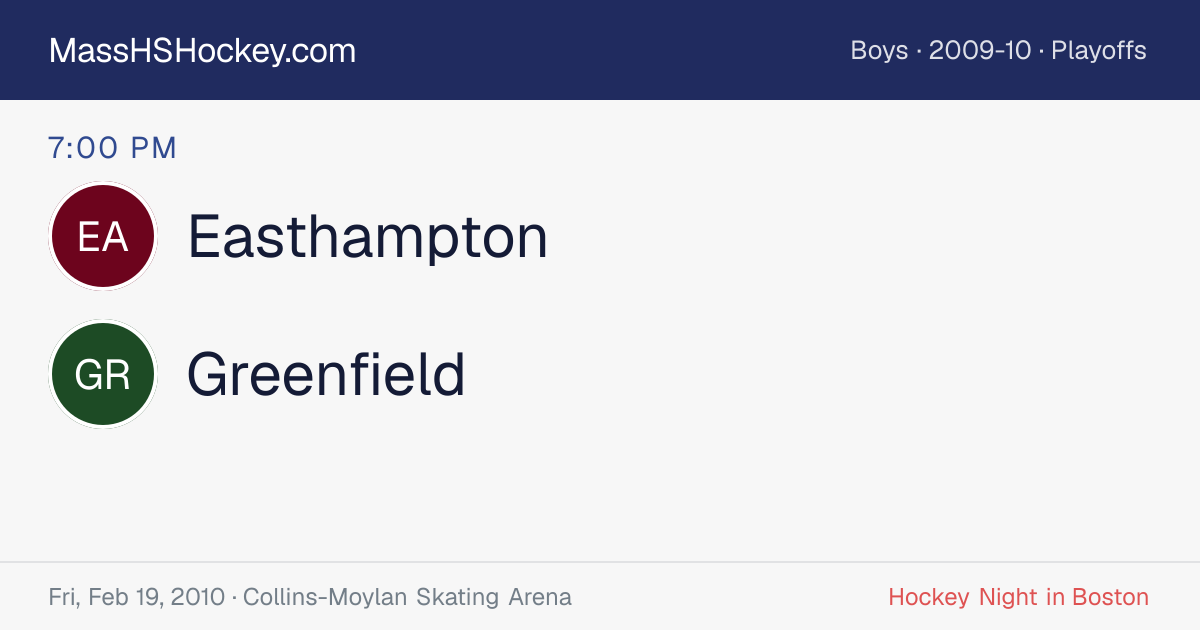 Easthampton at Greenfield score card