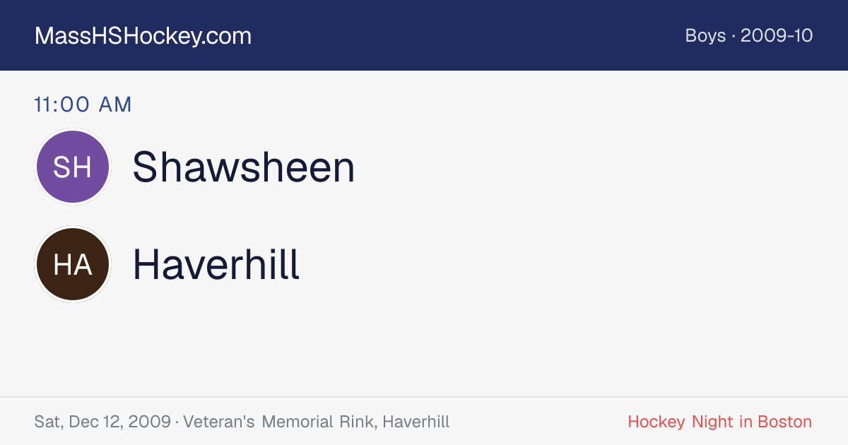 Shawsheen at Haverhill score card