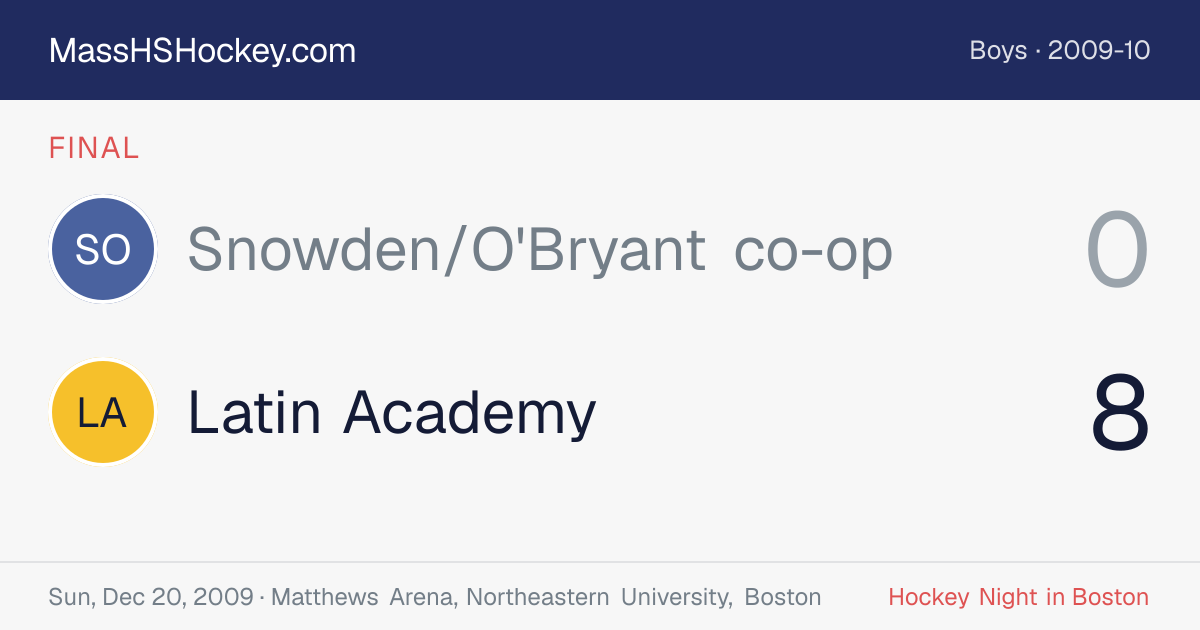 Snowden/O'Bryant co-op at Latin Academy score card