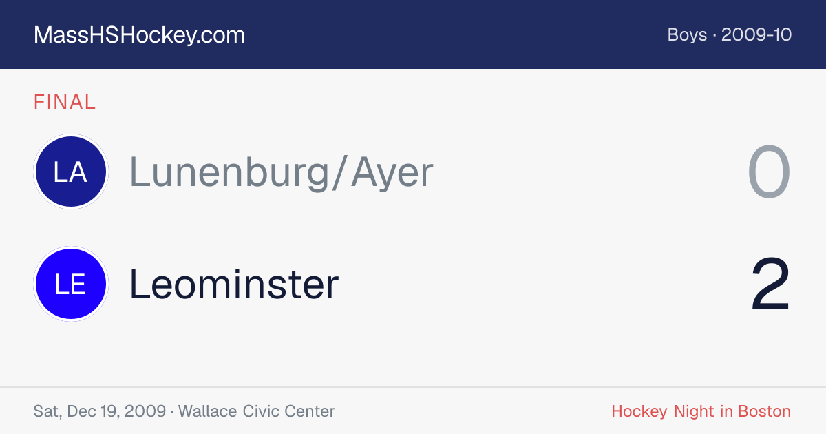 Lunenburg/Ayer at Leominster score card