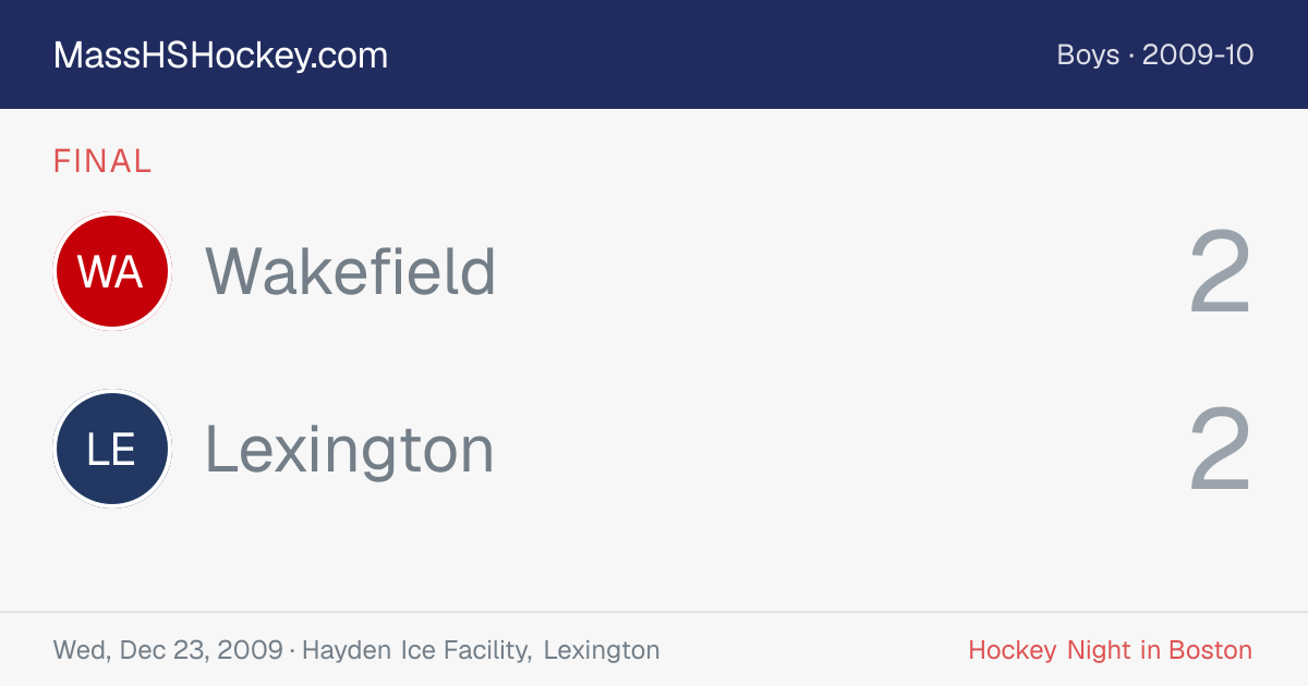 Wakefield at Lexington score card