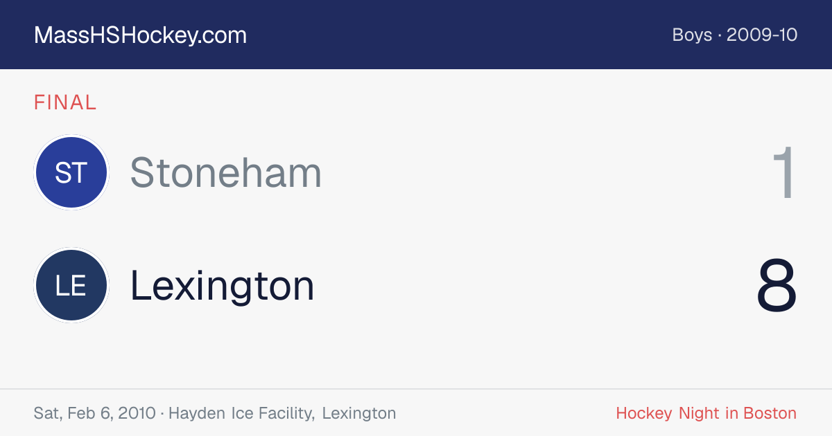 Stoneham at Lexington score card