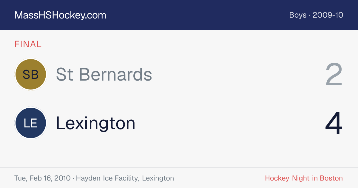 St Bernards at Lexington score card