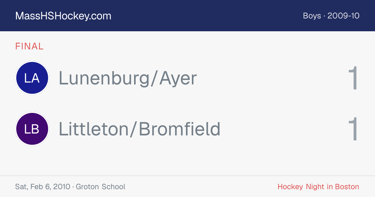 Lunenburg/Ayer at Littleton/Bromfield score card