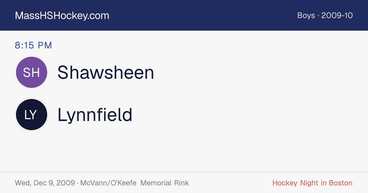 Shawsheen at Lynnfield score card