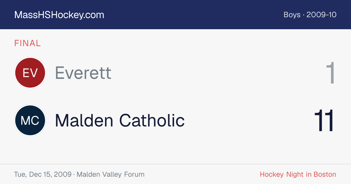 Everett at Malden Catholic score card