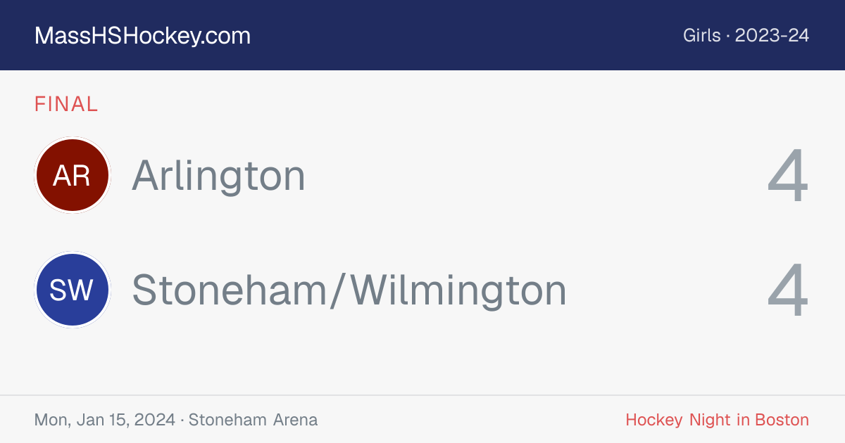 Arlington at Stoneham/Wilmington score card