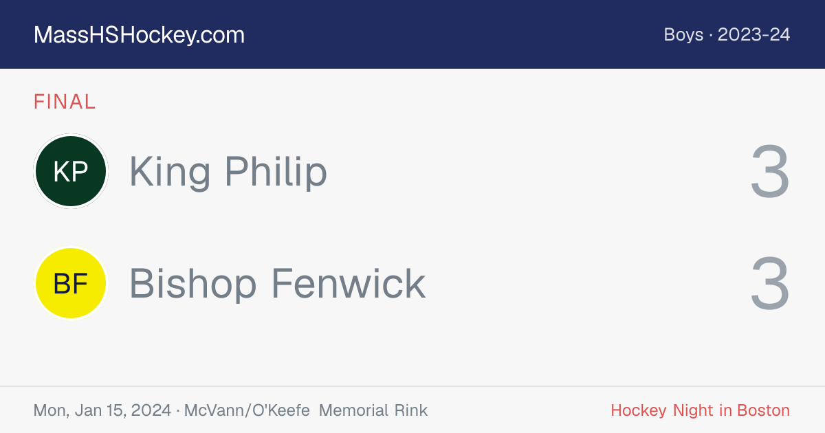 King Philip at Bishop Fenwick score card