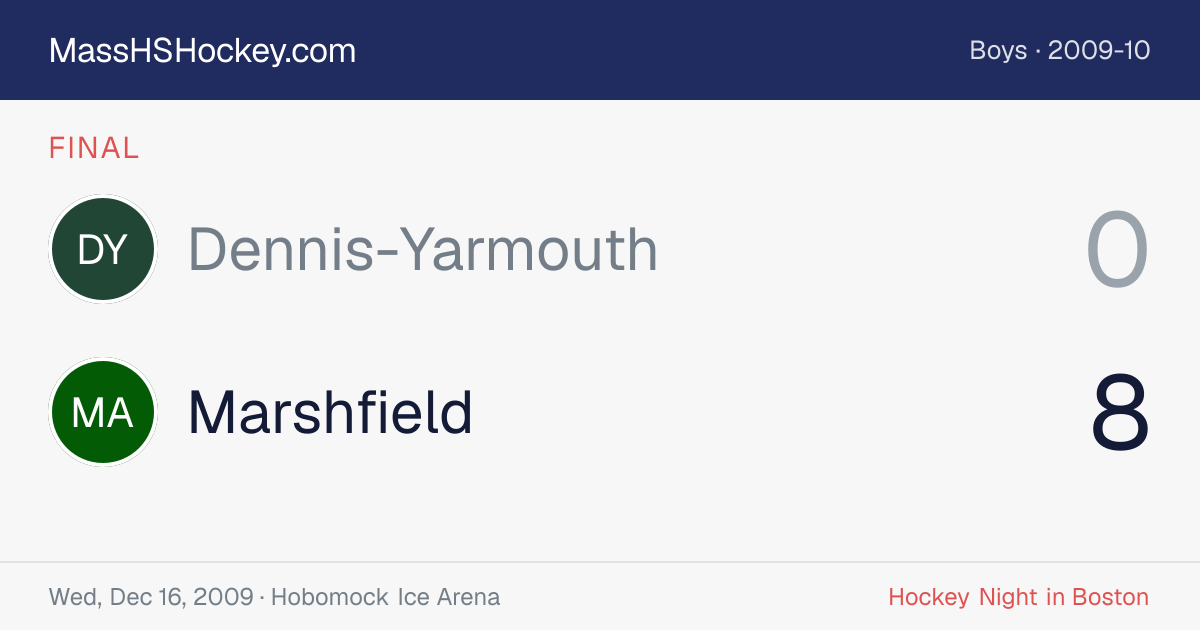 Dennis-Yarmouth at Marshfield score card