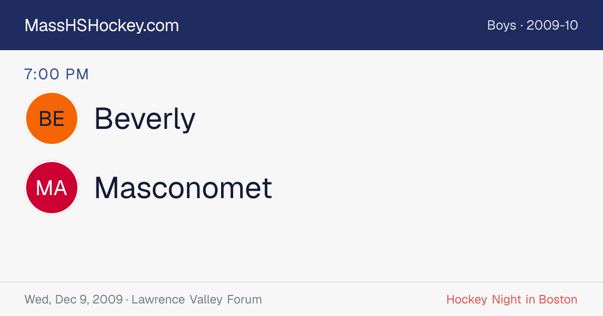 Beverly at Masconomet score card