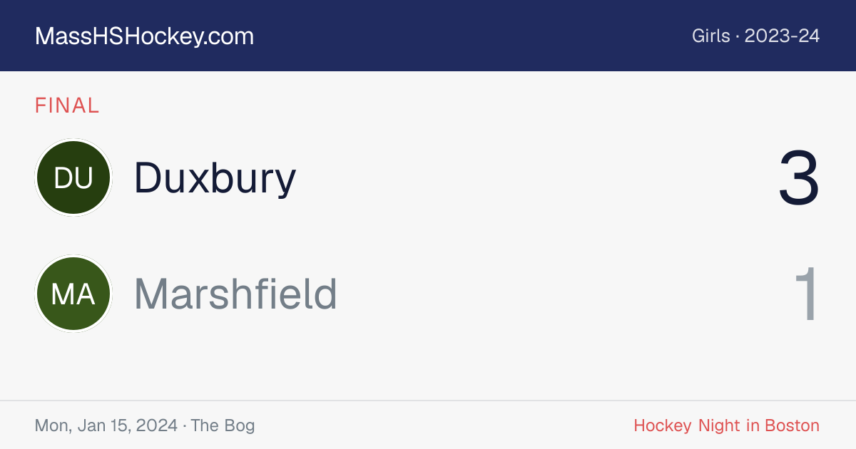 Duxbury at Marshfield score card