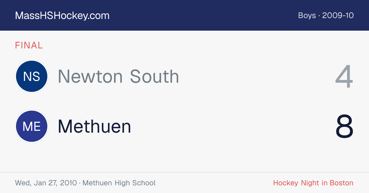Newton South at Methuen score card