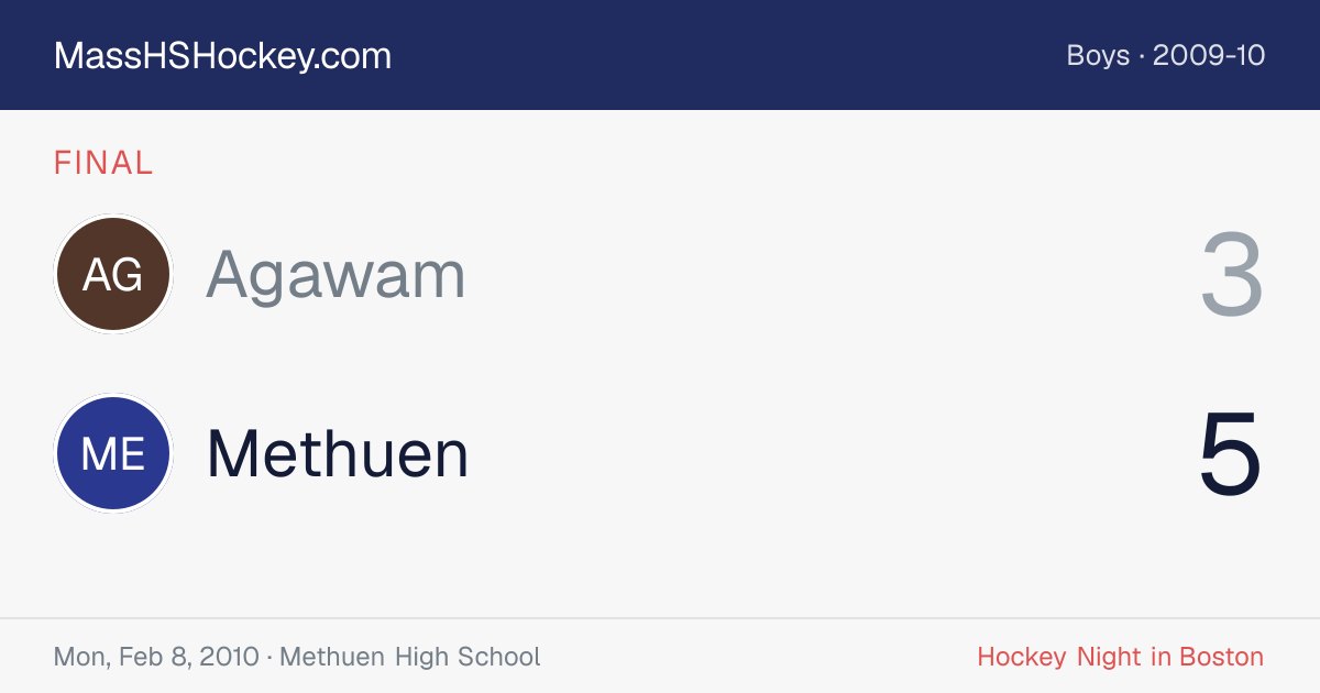 Agawam at Methuen score card
