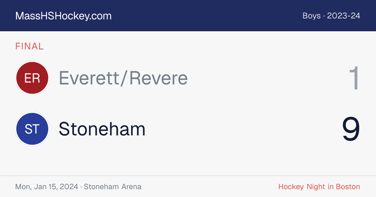 Everett/Revere at Stoneham score card
