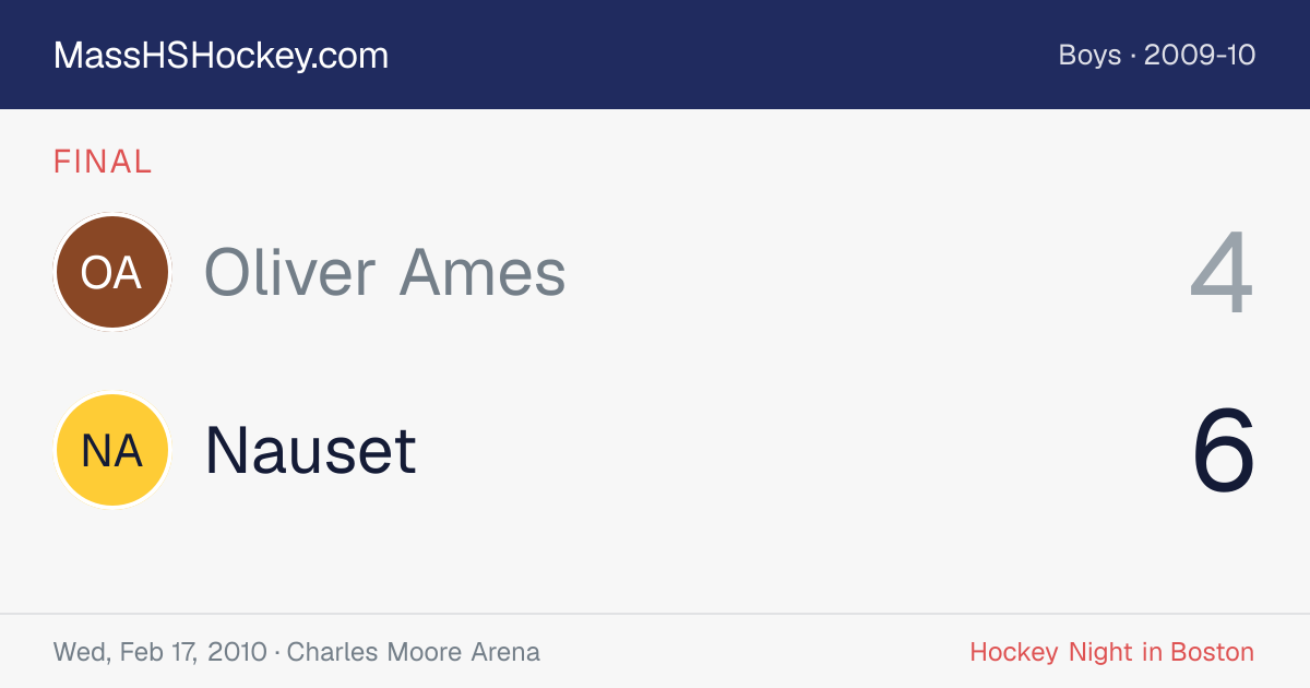 Oliver Ames at Nauset score card