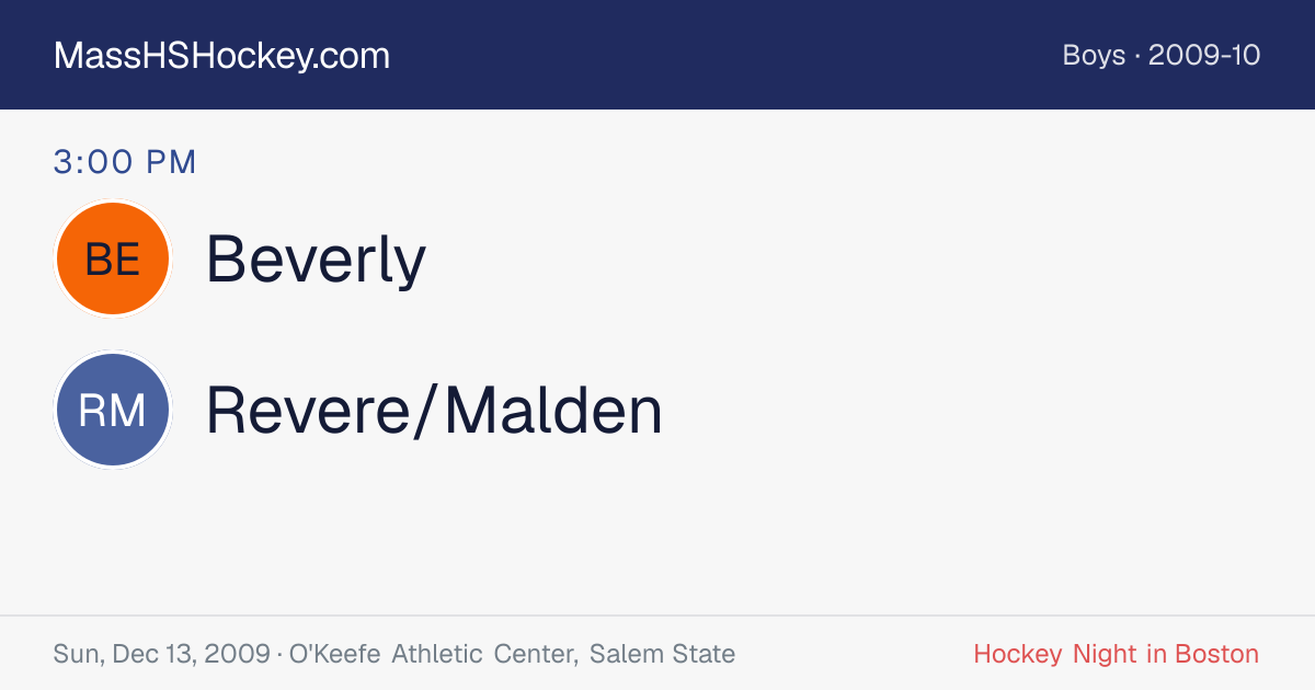 Beverly at Revere/Malden score card