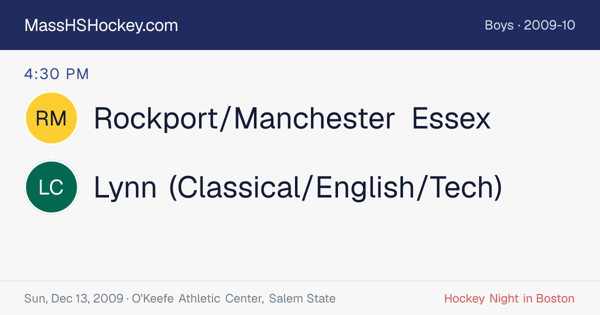 Rockport/Manchester Essex at Lynn (Classical/English/Tech) score card