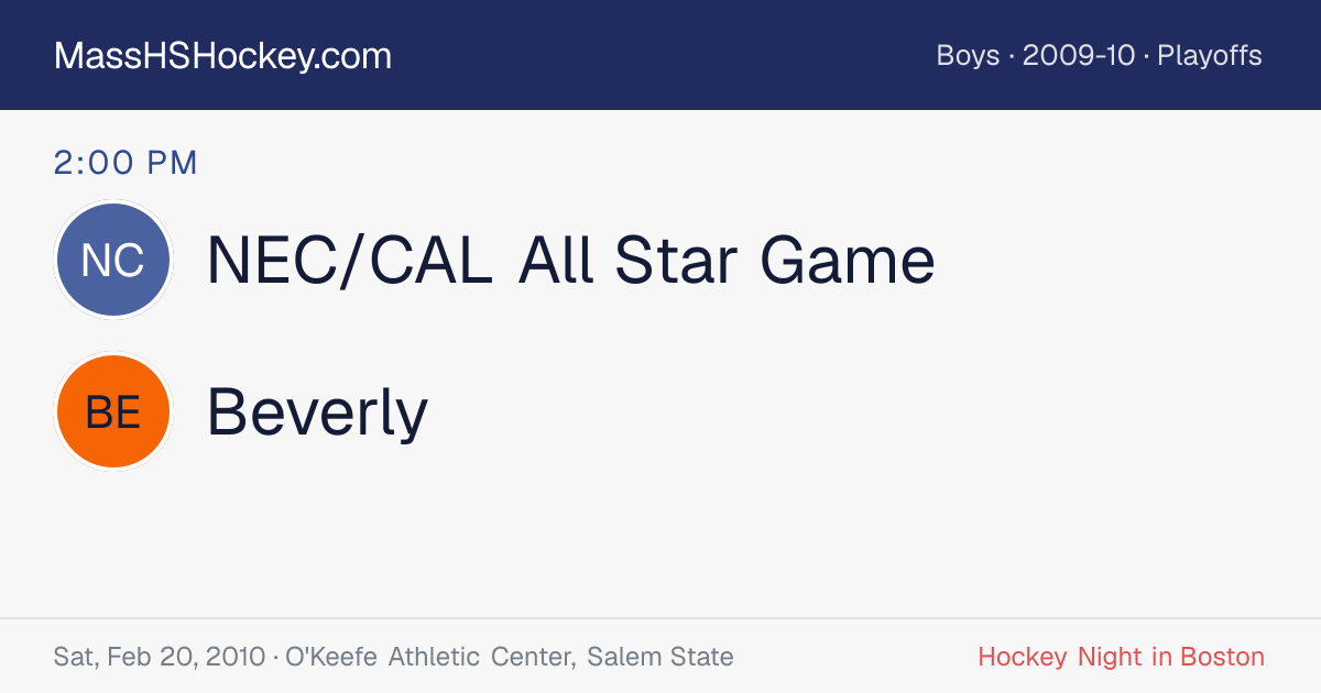 NEC/CAL All Star Game at Beverly score card