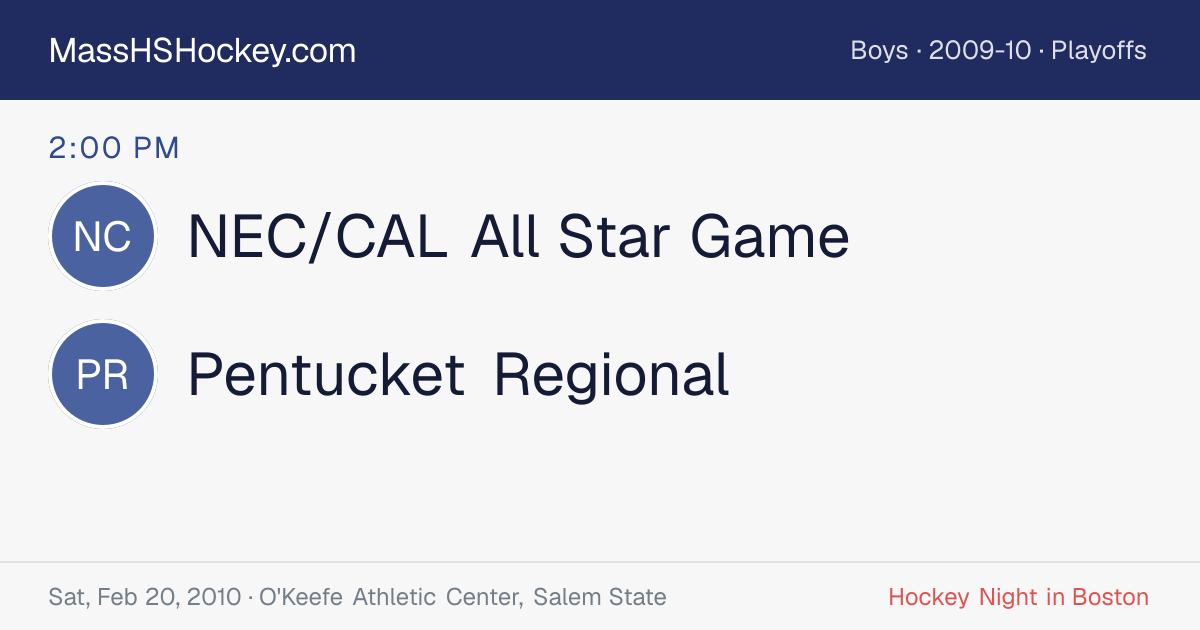 NEC/CAL All Star Game at Pentucket Regional score card
