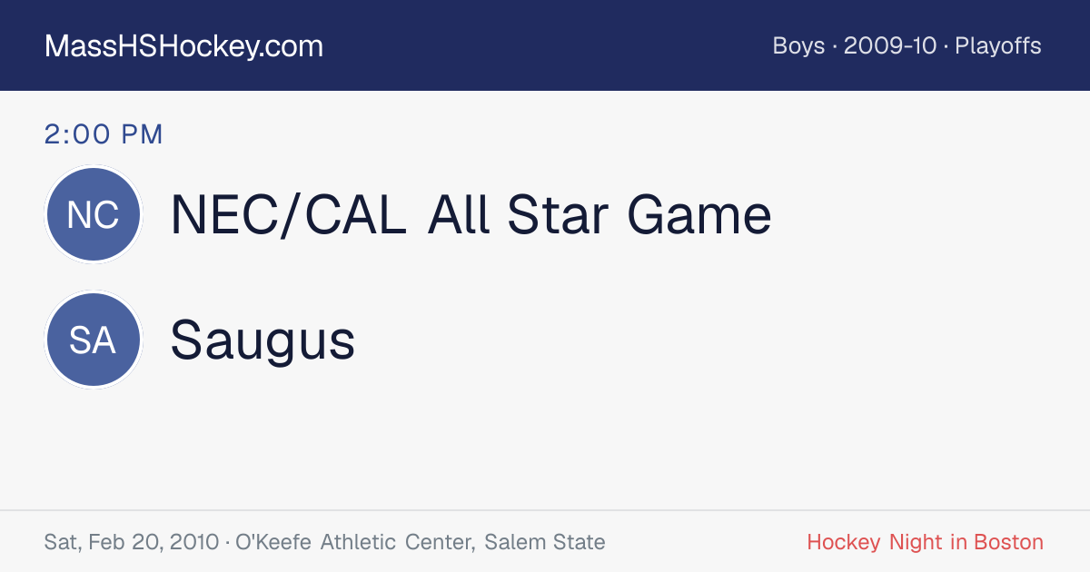 NEC/CAL All Star Game at Saugus score card