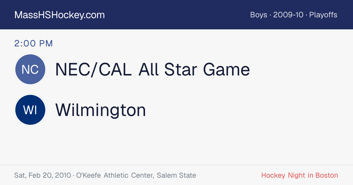 NEC/CAL All Star Game at Wilmington score card