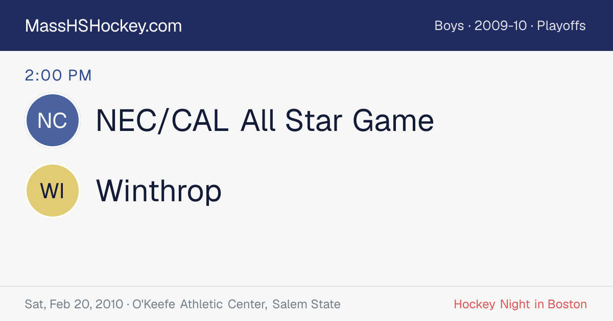 NEC/CAL All Star Game at Winthrop score card