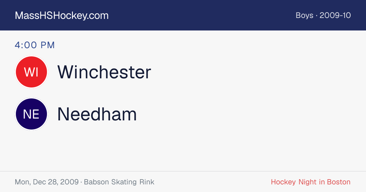 Winchester at Needham score card