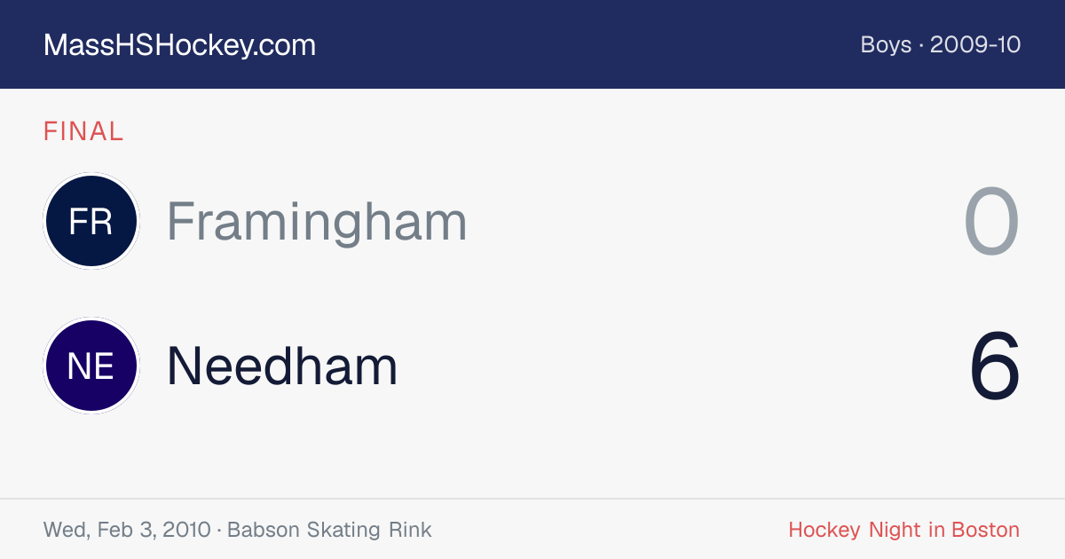 Framingham at Needham score card